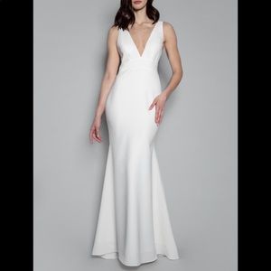 NEW Lotus Threads NY Soft White Gown Dress 14 Sheath Column Open Back Wedding